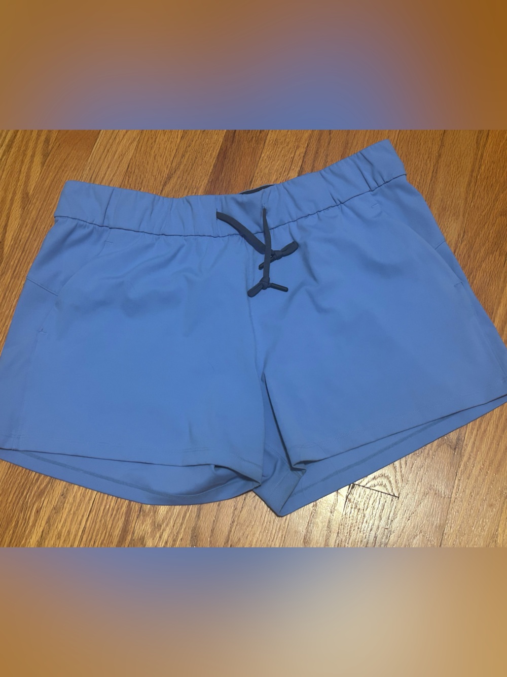ZYIA Sky Blue Athletic Shorts with Black Drawstring - Picture 1 of 4